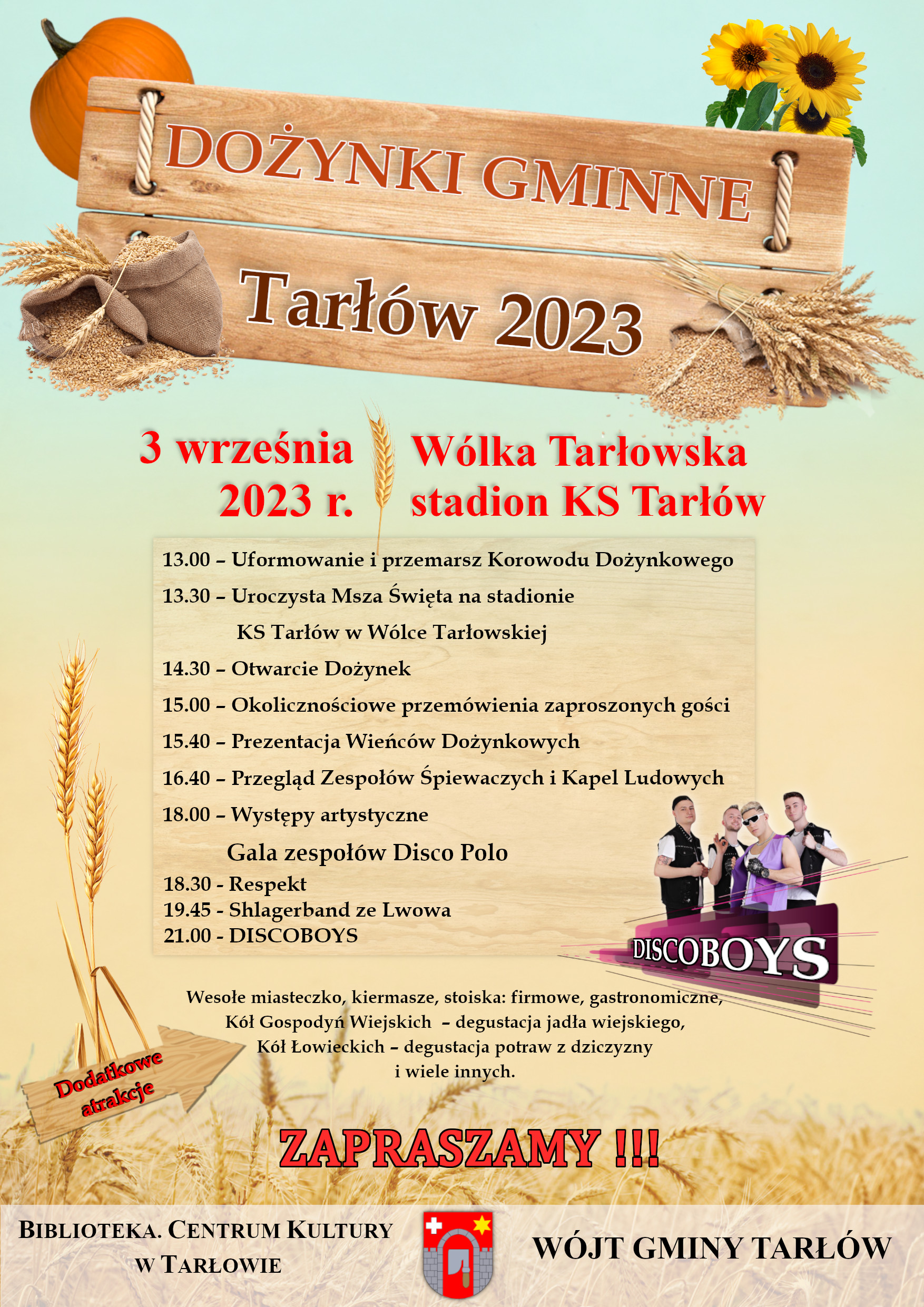 Plakat "Dożynki Gminne - Tarłów 2022"