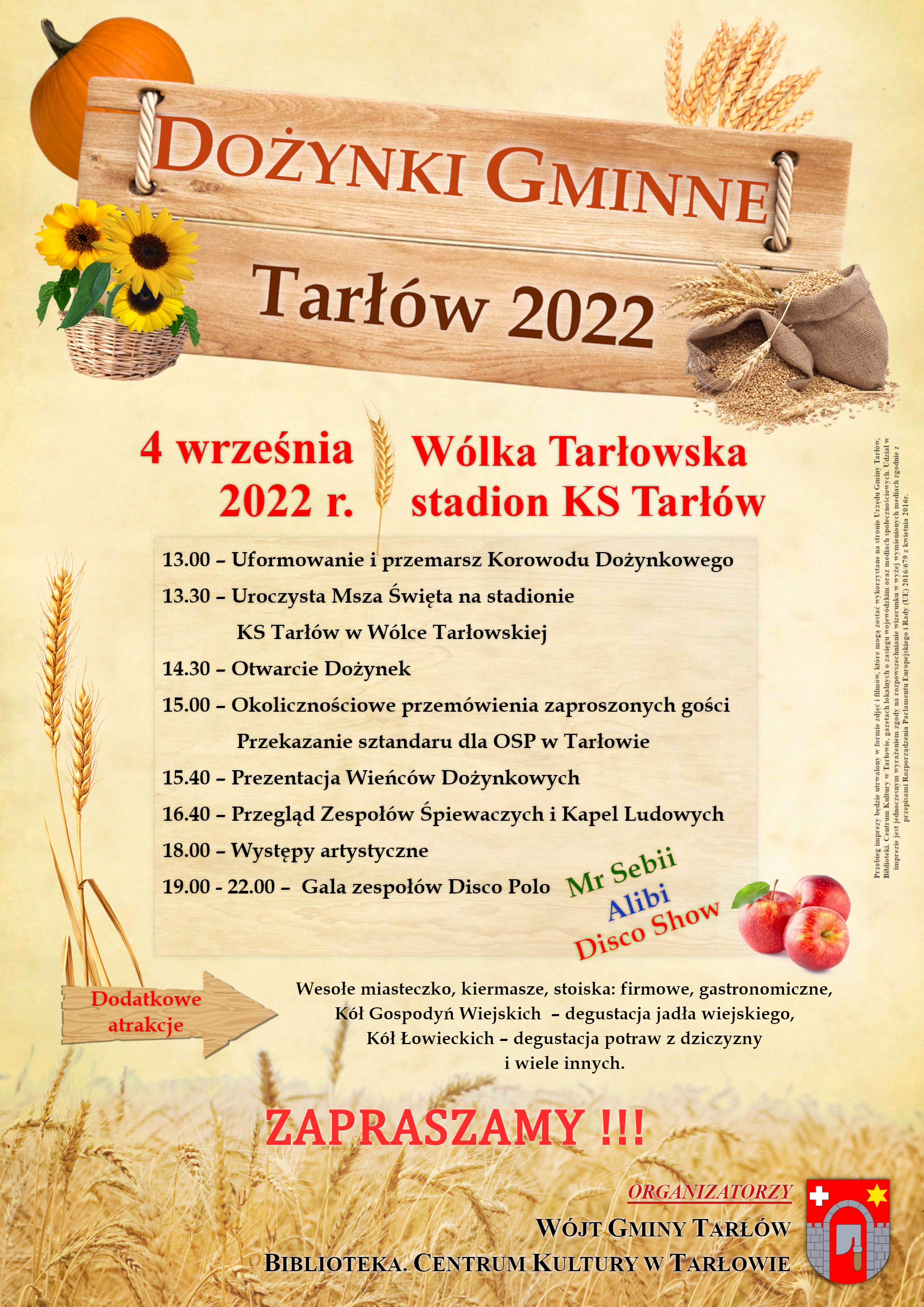 Plakat - Dożynki Gminne Tarłów 2022