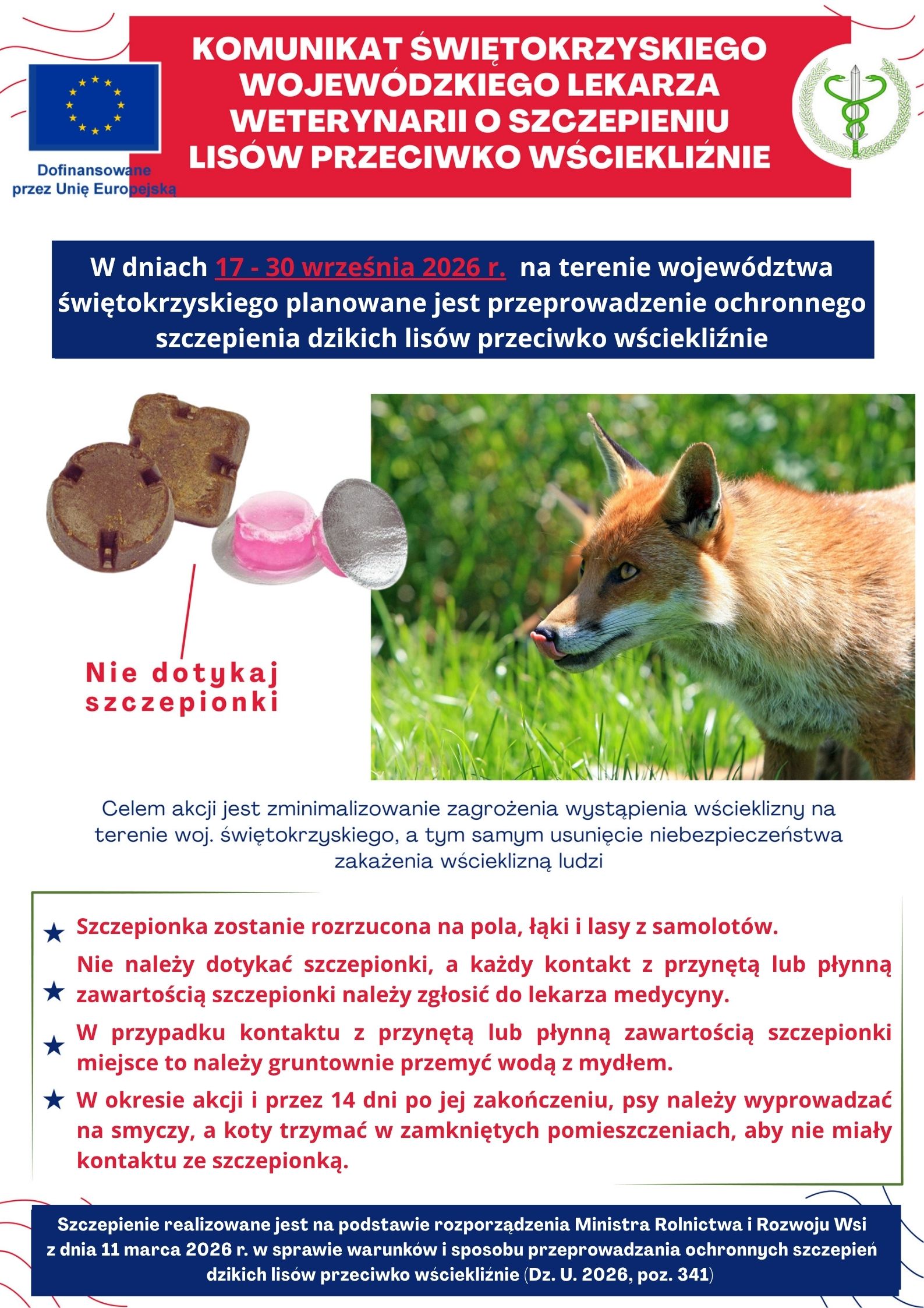 informacja o&nbsp;szczepieniu lis&oacute;w