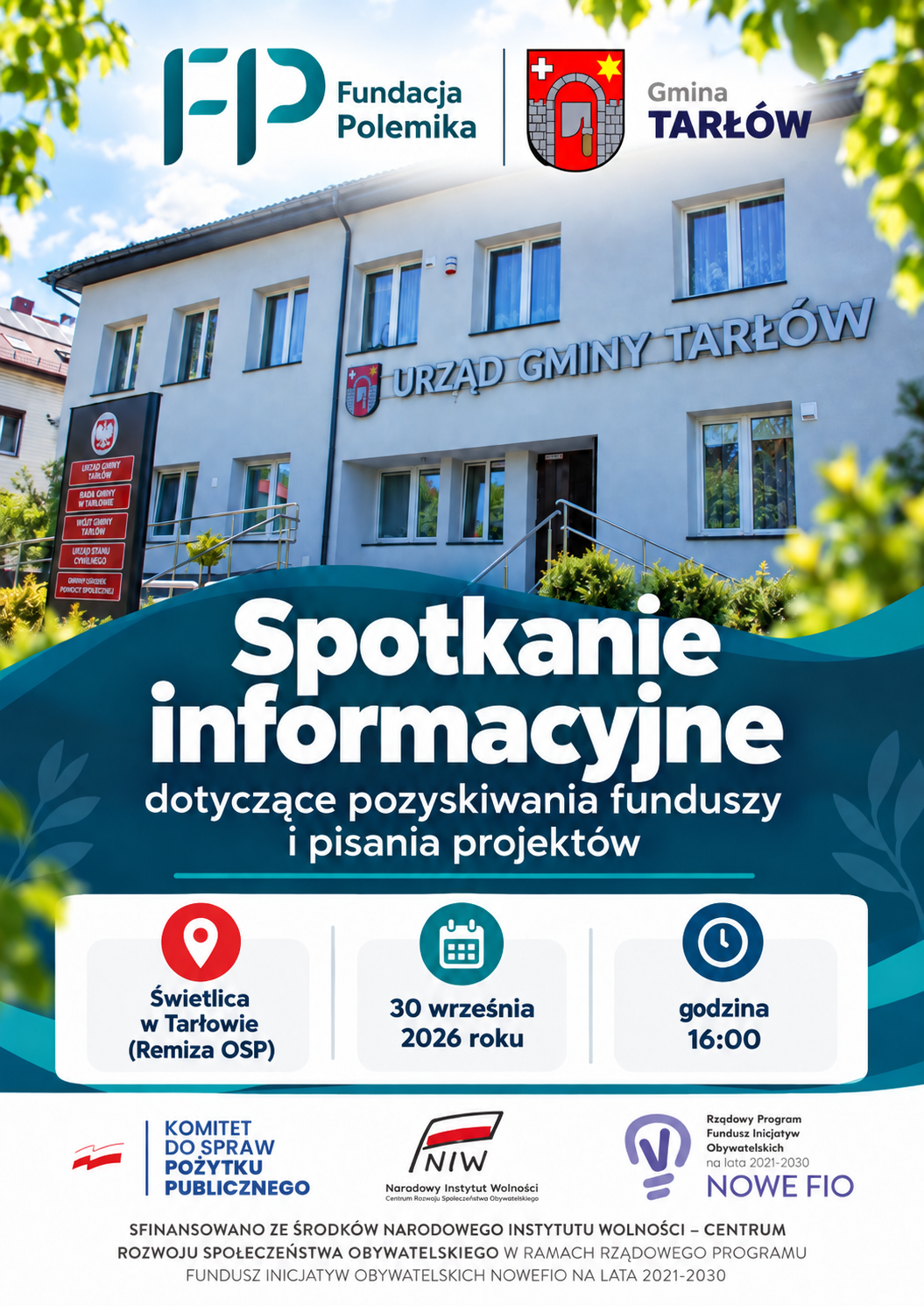 plakat - spotkanie informacyjne dotyczące pozyskiwania funduszy i&nbsp;pisania projekt&oacute;w