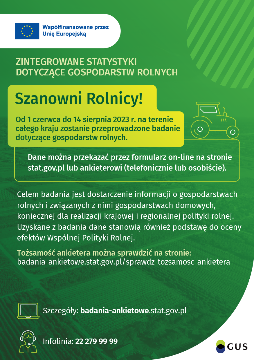 ulotka informacyjna - badanie dotyczące gospodarstw rolnych