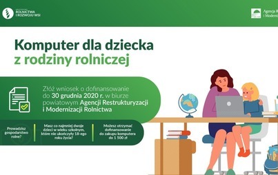Zdjęcie do Dofinansowanie zakupu komputera dla dziecka z rodziny rolniczej