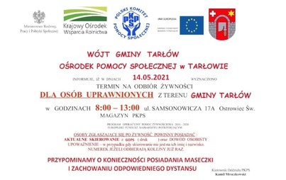 Zdjęcie do Wydawanie produkt&oacute;w żywnościowych - maj 2021r.