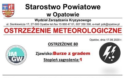 Zdjęcie do OSTRZEŻENIE METEOROLOGICZNE